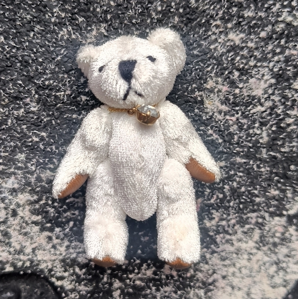 Vintage Russ Berrie APRIL Clear Diamond Birthstone Mini Bear Of The Month 3"